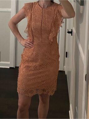 Gianni Bini Peach Lace Mini Dress